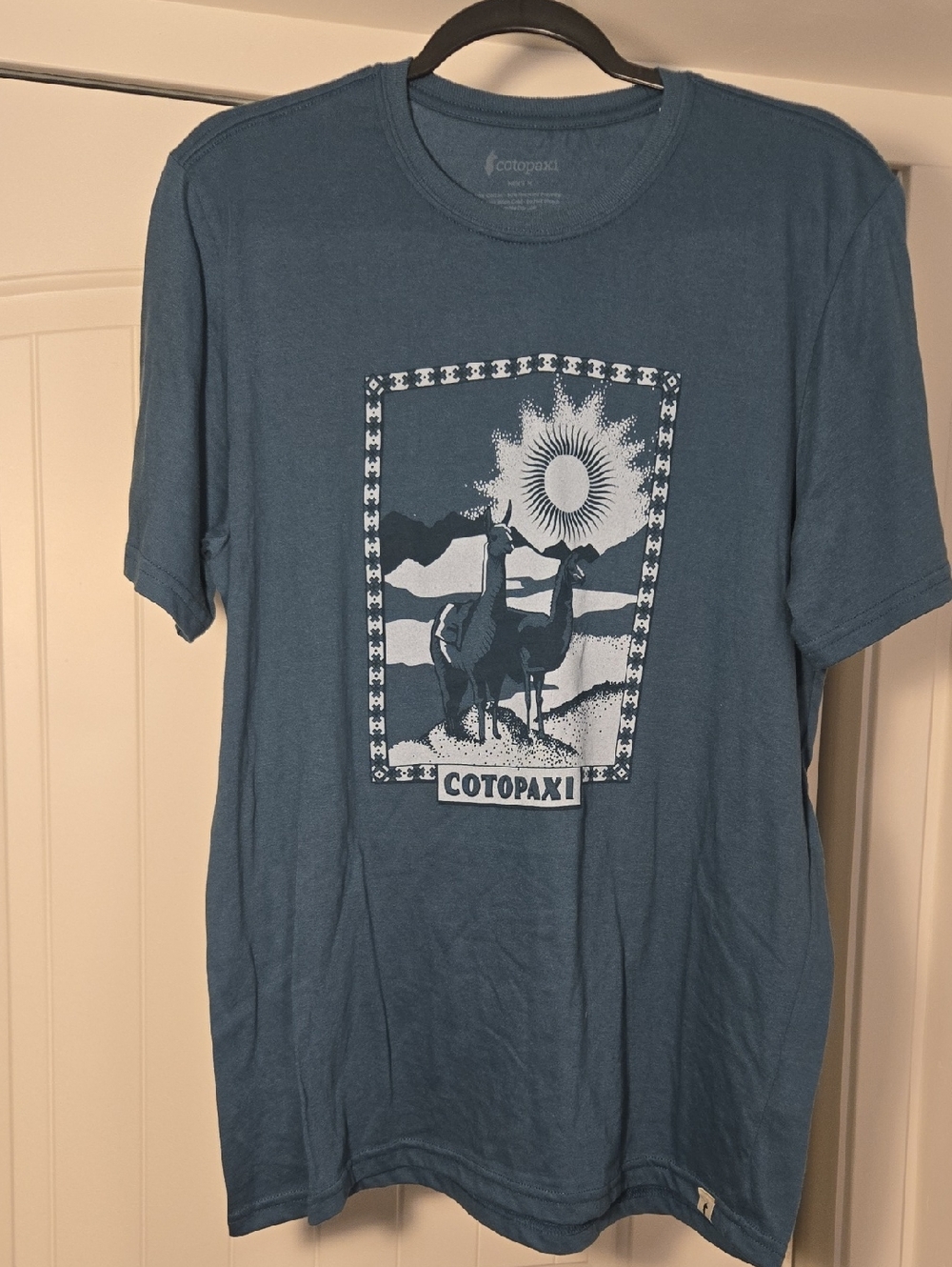 cotopaxi Teal Blue Short-Sleeve Graphic Tee with Llama & Sun